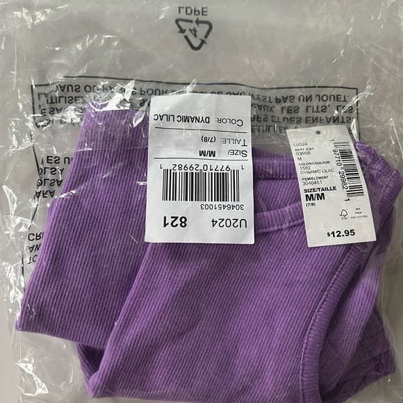 Girls Purple Ribbed Tank Top M - Picture 2 of 2